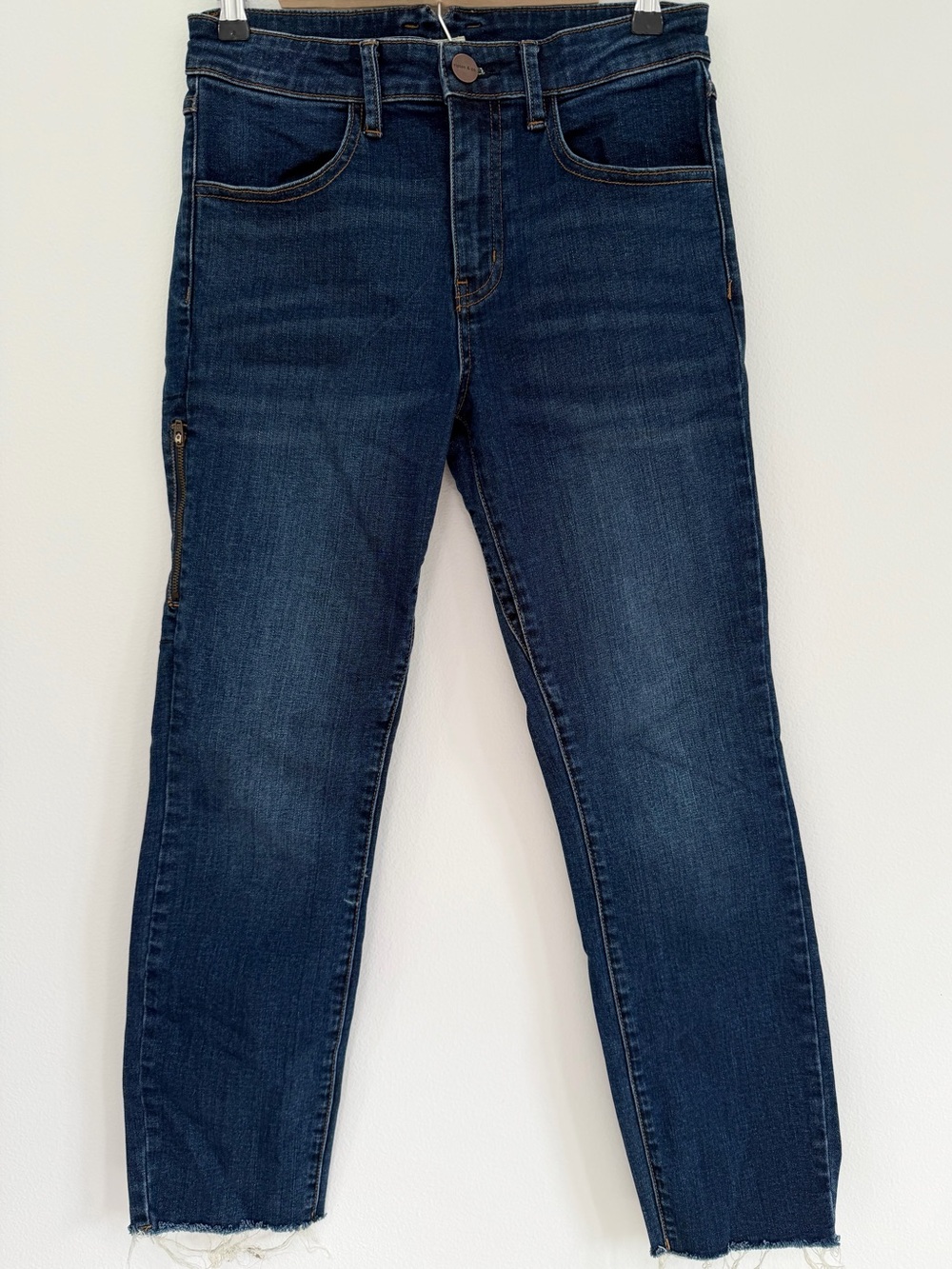 Ripton & Co Cropped Utility High Rise Jeans Raw Hem Size 28